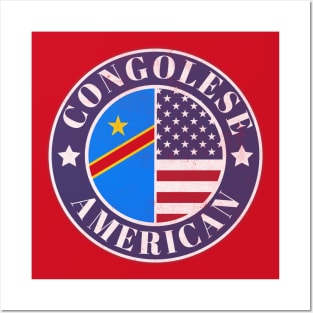 Proud Congolese-American Badge - Democratic Republic of the Congo Flag Posters and Art